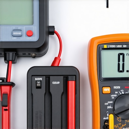 Close up of a mechanic using a multimeter to diagnose transmission electrical issues