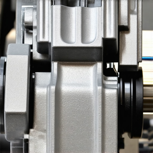 Close-up of a rear brake caliper with an integrated EPB motor.