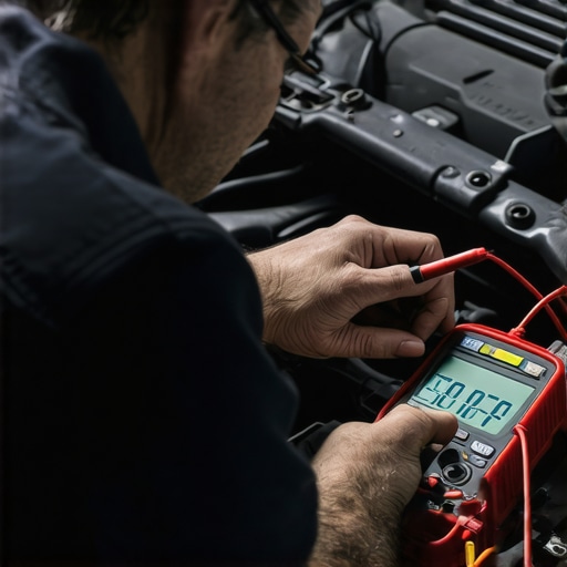 Technician testing an ignition coil for thermal breakdown using professional diagnostic equipment.