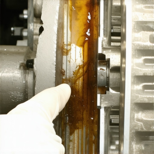 A close-up view of a car transmission valve body with dirty fluid, illustrating potential solenoid blockage.