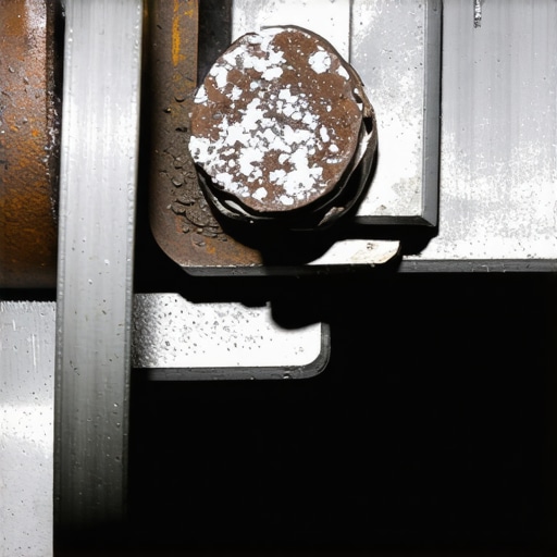 Severe oxidation and white powder buildup on a car engine ground strap showing galvanic corrosion.