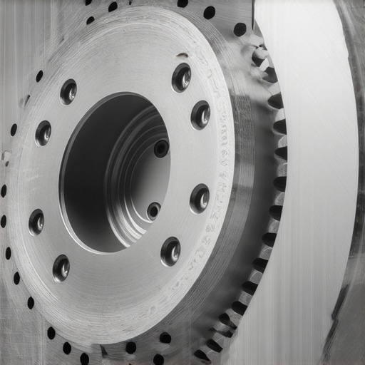 A macro cross-section view of a high-performance ventilated brake rotor showing internal cooling structures.