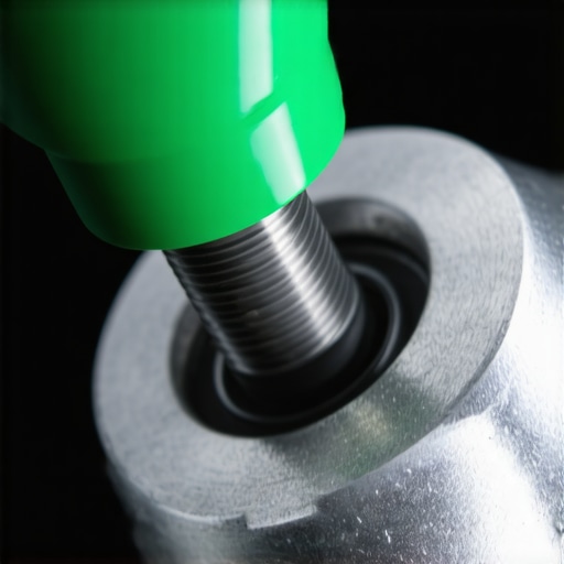 Close-up view of a green nitrogen tire valve cap showing the internal rubber O-ring gasket.