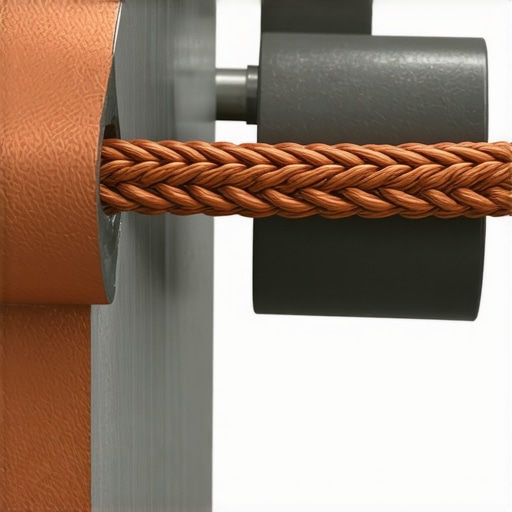 A close-up view of a clean braided copper ground strap secured to a car chassis for optimal electrical performance.