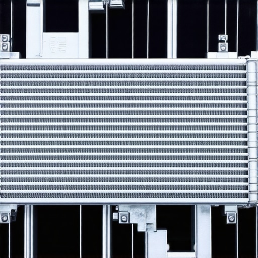 Close-up of an auxiliary transmission cooling unit designed to prevent overheating and fluid degradation.