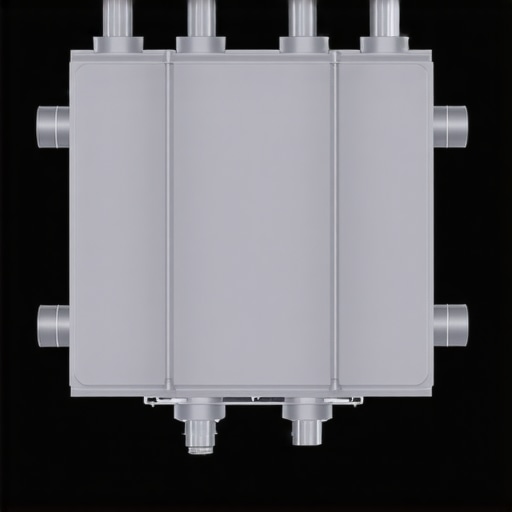 A technical illustration of an auxiliary transmission cooler used to prevent overheating in high-torque vehicles.