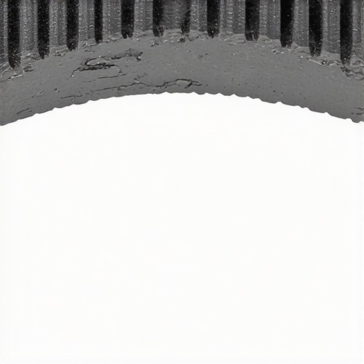 Macro view of a worn serpentine belt with visible cracks and a glazed surface.