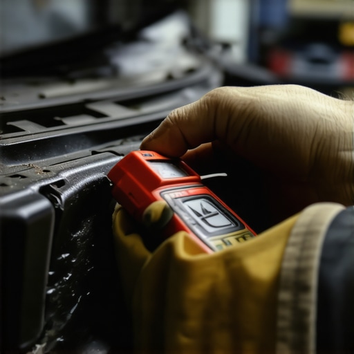 Close-up of an automotive ignition coil showing heat soak and electrical test points during a diagnostic check.