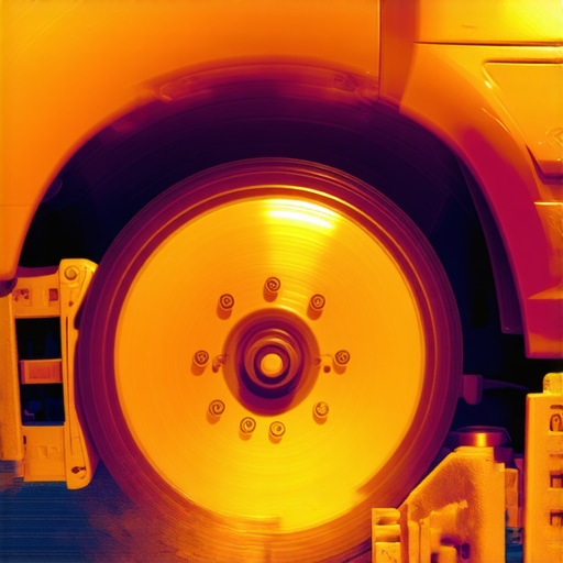 A thermal camera image showing heat signatures on a vehicle's braking system to detect sticking calipers.