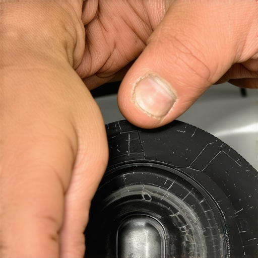A close-up of a damaged rubber gasket on an automotive fuel cap causing a check engine light.
