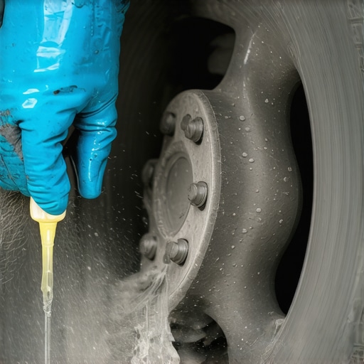 Professional mechanic checking a drum brake wheel cylinder dust boot for signs of fluid weeping.