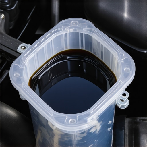 Oil catch can installed in an engine bay to trap oil vapor before it hits the intake valves.