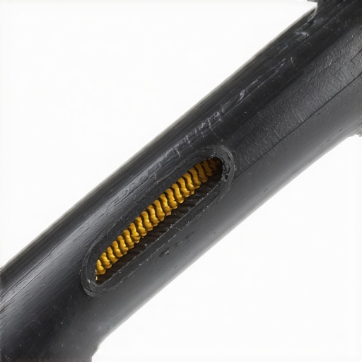Cross-section of a collapsed rubber brake hose illustrating internal blockage.