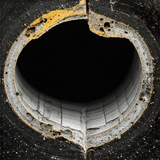 Internal Brake Hose Failure Visualization Cross-section showing a collapsed internal lining of a brake hose acting as a check valve.