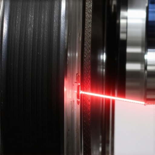 Professional laser tool checking serpentine belt pulley alignment