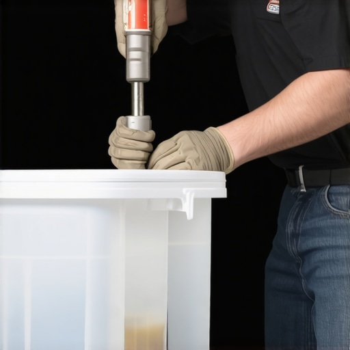 Close up of a manual power steering fluid exchange being performed on a vehicle return line.