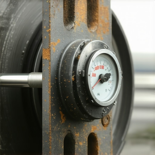 A technician uses a dial indicator to measure precision runout on a vehicle wheel hub.
