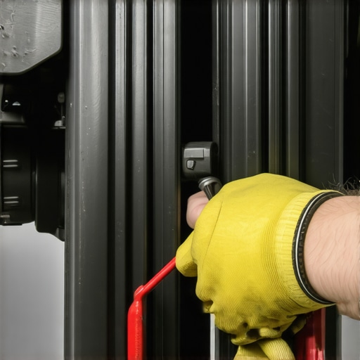 Close-up of a mechanic inspecting car suspension bushings with a pry bar