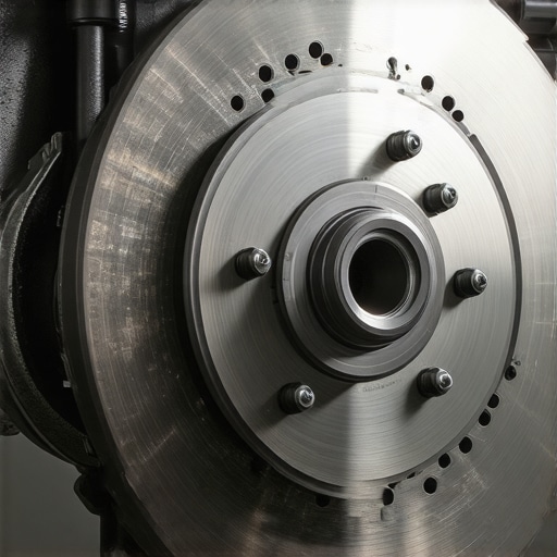 A detailed view of a car's disc brake system showing the rotor and electronic sensor components.
