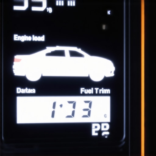 Diagnostic scanner showing real-time engine data for MAF and fuel trim monitoring.
