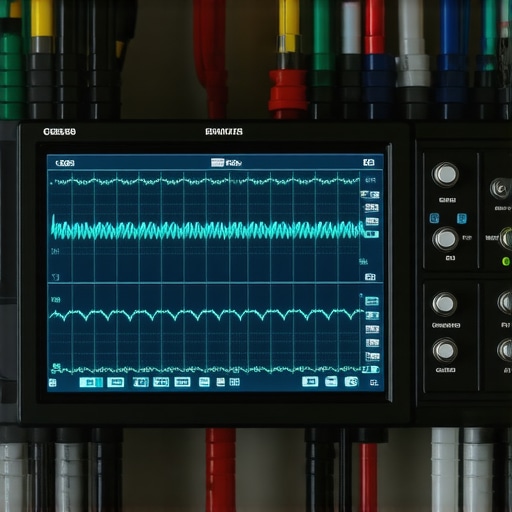 Digital storage oscilloscope analyzing vehicle electrical voltage at idle