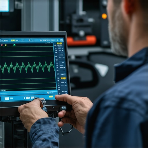 A mechanic performs a diagnostic test on an automotive transmission solenoid using professional electronic equipment.