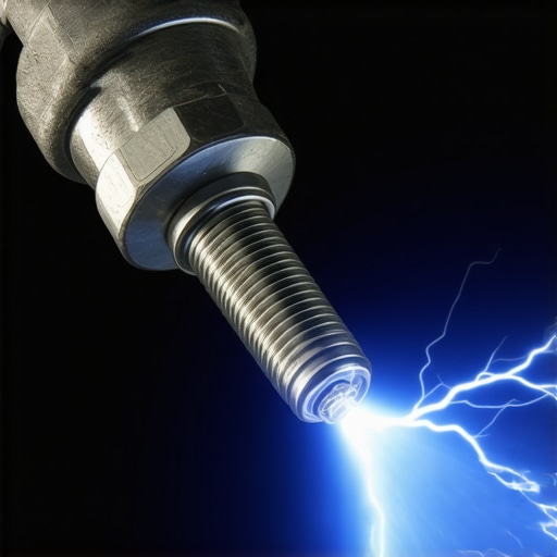 Close-up of a spark plug firing with a blue arc to demonstrate ignition efficiency.