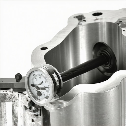 A mechanic using a dial bore gauge to check for cylinder roundness in an engine block.