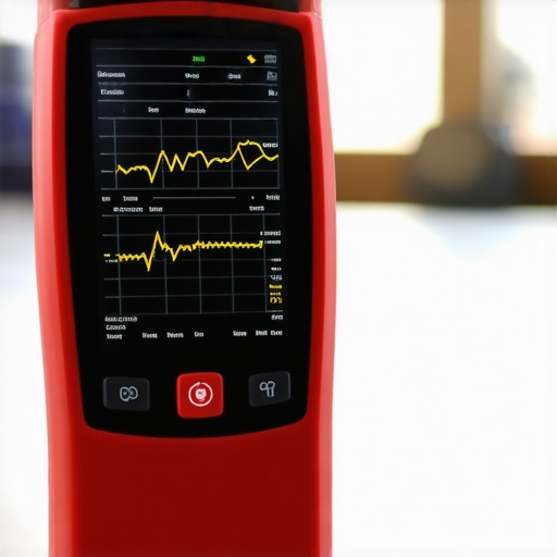 An automotive scan tool showing real-time fuel trim and volumetric efficiency data on a digital screen.