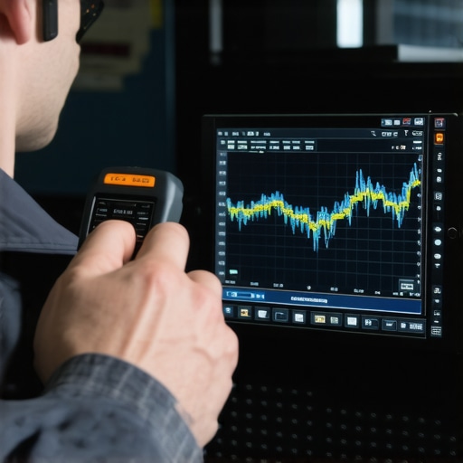 Technician using a scan tool to diagnose vacuum leaks via fuel trim data.