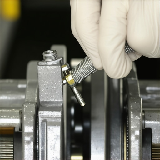 Professional caliper slide pin lubrication process Mechanic applying specialized synthetic grease to a brake caliper slide pin to ensure smooth movement and prevent seized brakes.