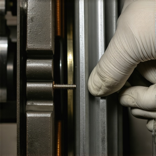 A mechanic applying high-temperature grease to brake caliper pins to ensure smooth hydraulic operation.