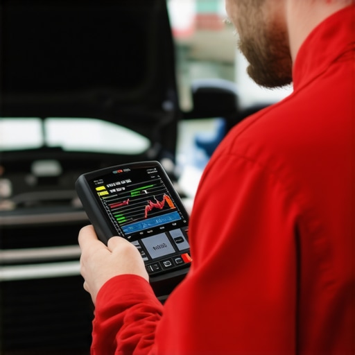 Technician performing transmission adaptive relearn using professional scan tool