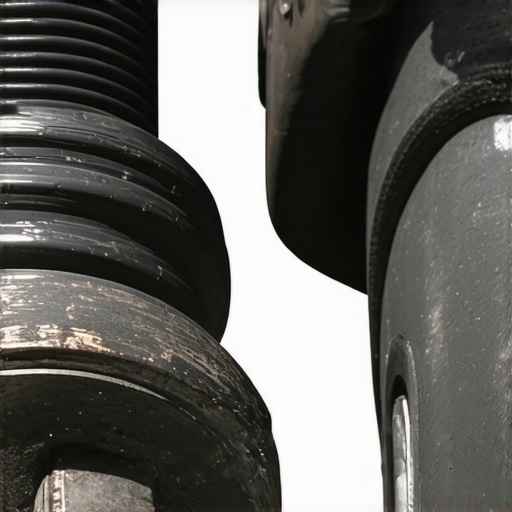 A worn shock absorber and a torn CV boot showing the collateral damage of neglected suspension.