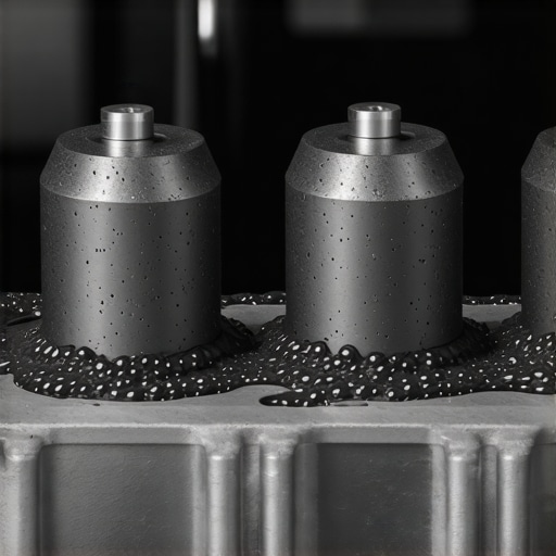 Close-up of thick carbon deposits on engine intake valves causing performance issues.