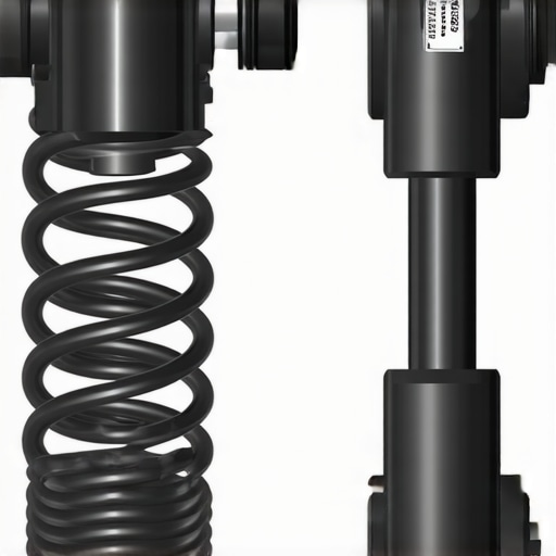Illustration showing the internal and external parts of a car suspension strut and shock absorber.