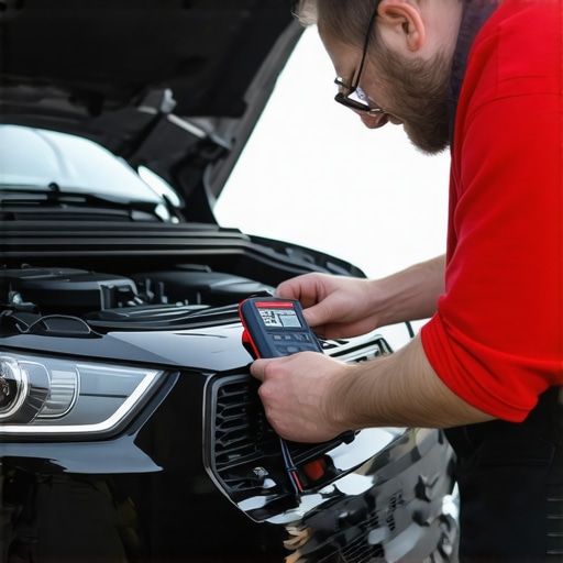 A technician using a multimeter to diagnose car charging system issues