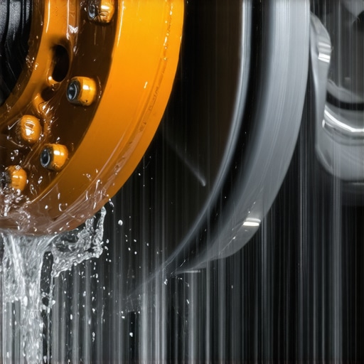 Thermal shock on a hot brake rotor during heavy rain