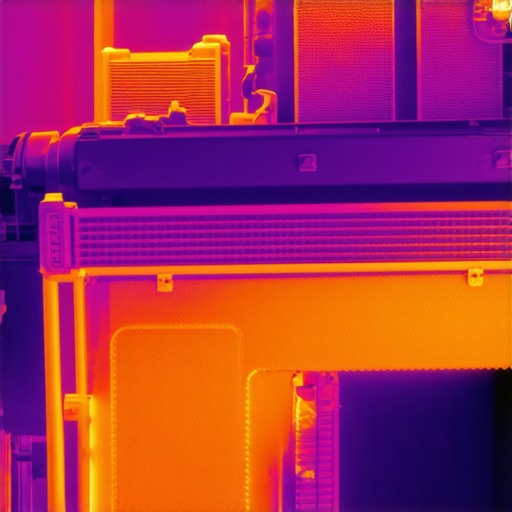 Infrared thermal image showing heat exchange efficiency of an automotive AC condenser.