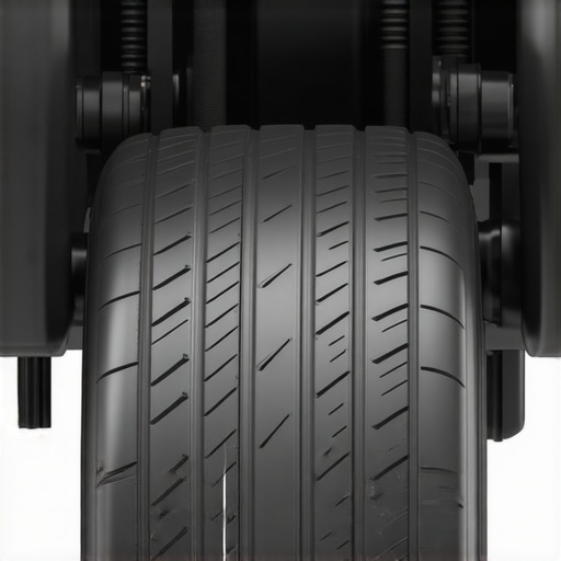 Technical diagram of suspension scrub radius showing steering axis and tire centerline.