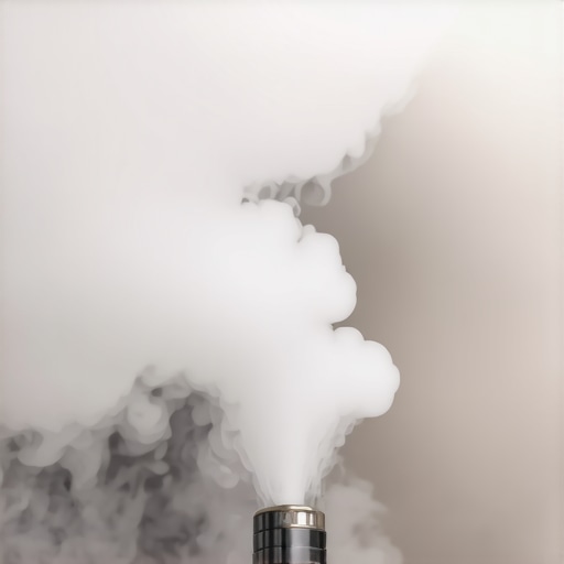 Diagnostic smoke machine revealing a hidden vacuum leak in a car engine bay.