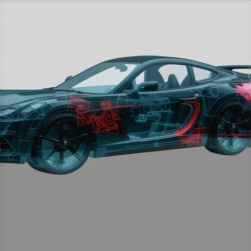 3D diagnostic model showing vehicle aerodynamics and suspension sensors for advanced steering troubleshooting.