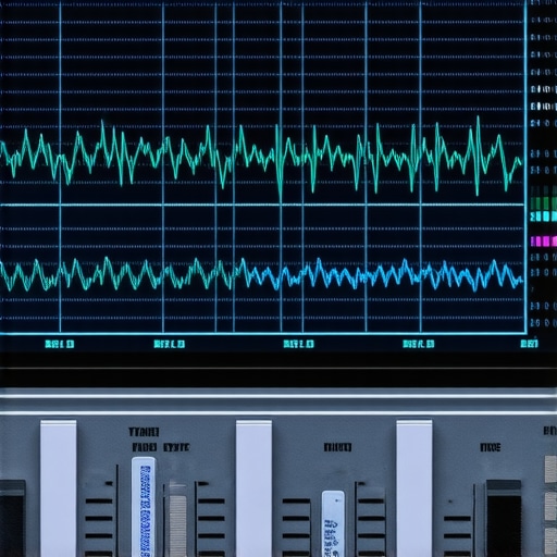 A digital oscilloscope screen showing noisy electrical signals from a vehicle's data network.