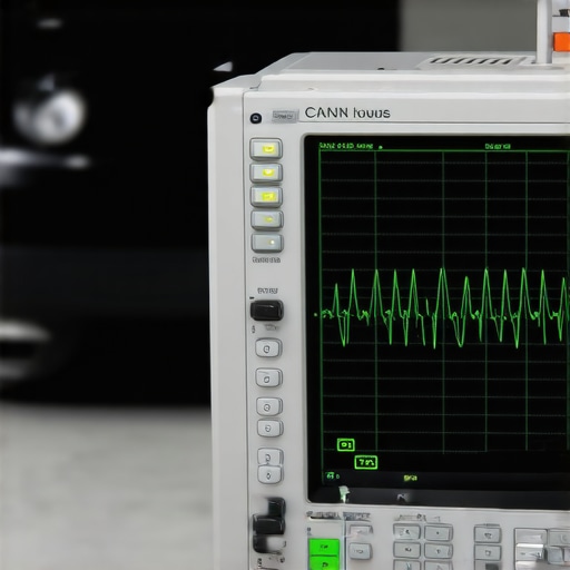 An oscilloscope displaying dirty vs clean electrical signals in a car's data network.