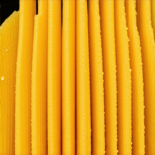 Close-up of a wet engine air filter showing water droplets on the filter medium which can restrict airflow.